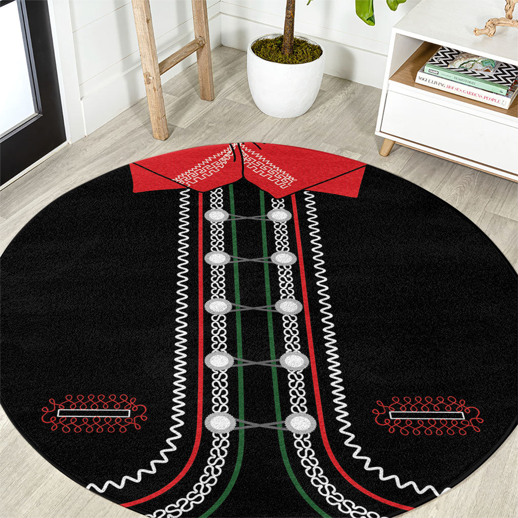 Mexican Mariachi Charro Suit Round Carpet Viva Mexico Dia de los Muertos