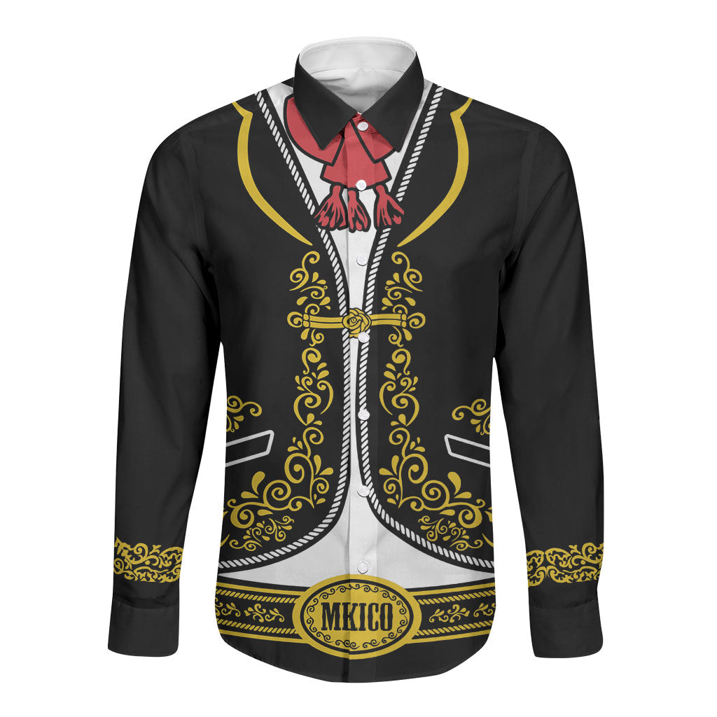 Mexican Mariachi Charro Suit Long Sleeve Button Shirt Dia de los Muertos Mexico Festival