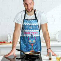 Personalized Trippy Catmas Apron Cute Blue Derpy Cat and Owl Companion - Wonder Print Shop