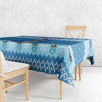 Personalized Trippy Catmas Tablecloth Cute Blue Derpy Cat and Owl Companion - Wonder Print Shop