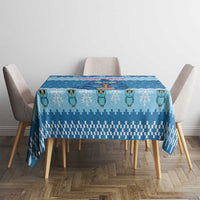 Personalized Trippy Catmas Tablecloth Cute Blue Derpy Cat and Owl Companion - Wonder Print Shop