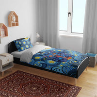 Trippy Cat and Owl Bedding Set Starry Psychedelic Vibes - Wonder Print Shop