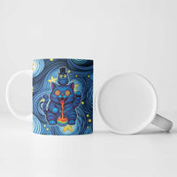 Trippy Cat and Owl Ceramic Mug Starry Psychedelic Vibes - Wonder Print Shop