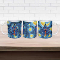 Trippy Cat and Owl Ceramic Mug Starry Psychedelic Vibes - Wonder Print Shop