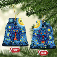 Trippy Cat and Owl Ceramic Ornament Starry Psychedelic Vibes - Wonder Print Shop
