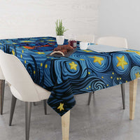 Trippy Cat and Owl Tablecloth Starry Psychedelic Vibes - Wonder Print Shop