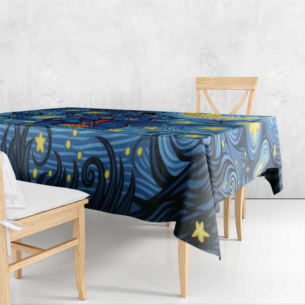 Trippy Cat and Owl Tablecloth Starry Psychedelic Vibes - Wonder Print Shop