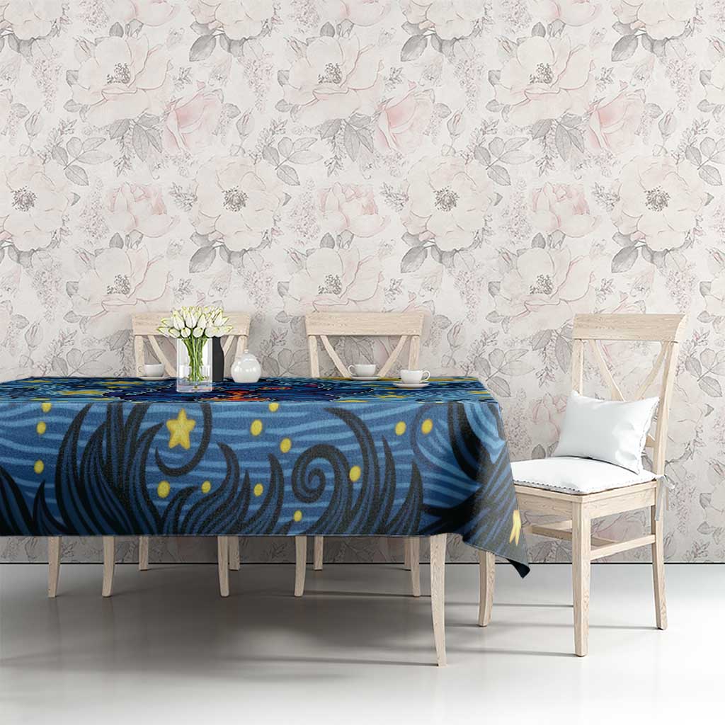 Trippy Cat and Owl Tablecloth Starry Psychedelic Vibes - Wonder Print Shop