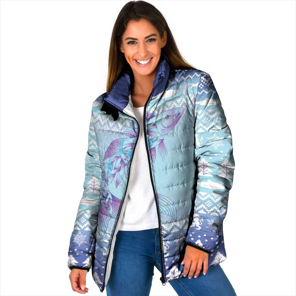 Cardiganshire Wales Christmas Padded Jacket Ceredigion Herring Celtic Knot - Wonder Print Shop