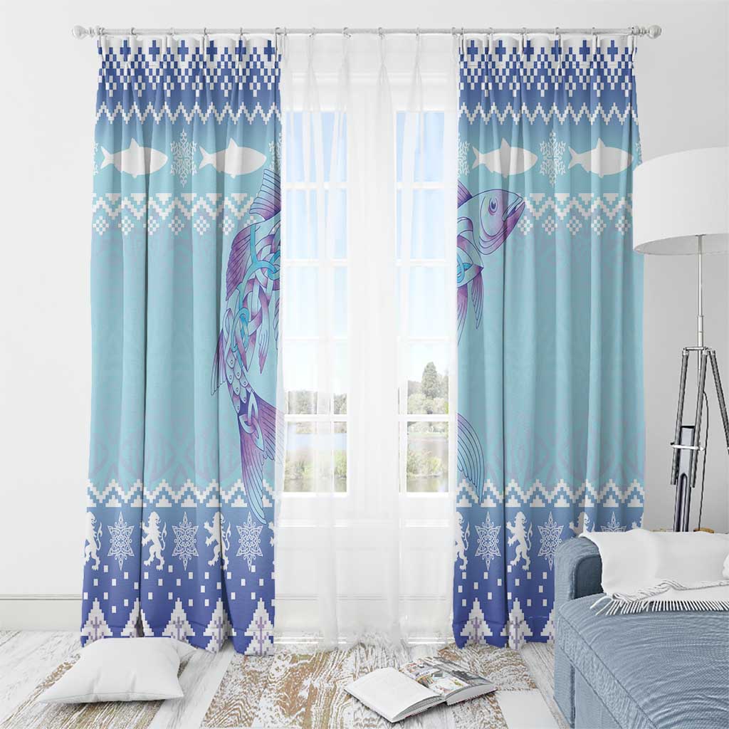 Cardiganshire Wales Christmas Window Curtain Ceredigion Herring Celtic Knot - Wonder Print Shop