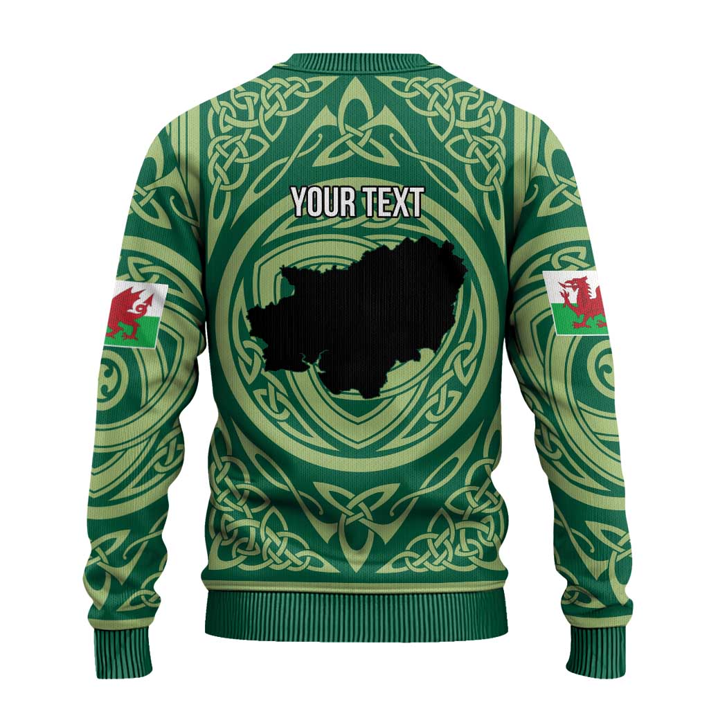 Personalized Carmarthenshire Wales Ugly Christmas Sweater Map and Emblem Celtic Style - Wonder Print Shop