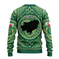 Personalized Carmarthenshire Wales Ugly Christmas Sweater Map and Emblem Celtic Style - Wonder Print Shop