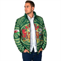 Personalized Carmarthenshire Wales Padded Jacket Map and Emblem Celtic Style - Wonder Print Shop