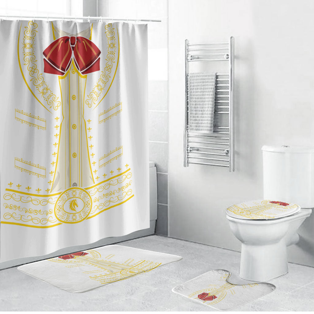 Mexican Mariachi Charro Suit Bathroom Set Dia de los Muertos Mexico Fiesta - White
