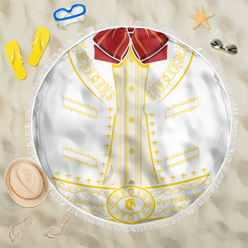 Mexican Mariachi Charro Suit Beach Blanket Dia de los Muertos Mexico Fiesta - White