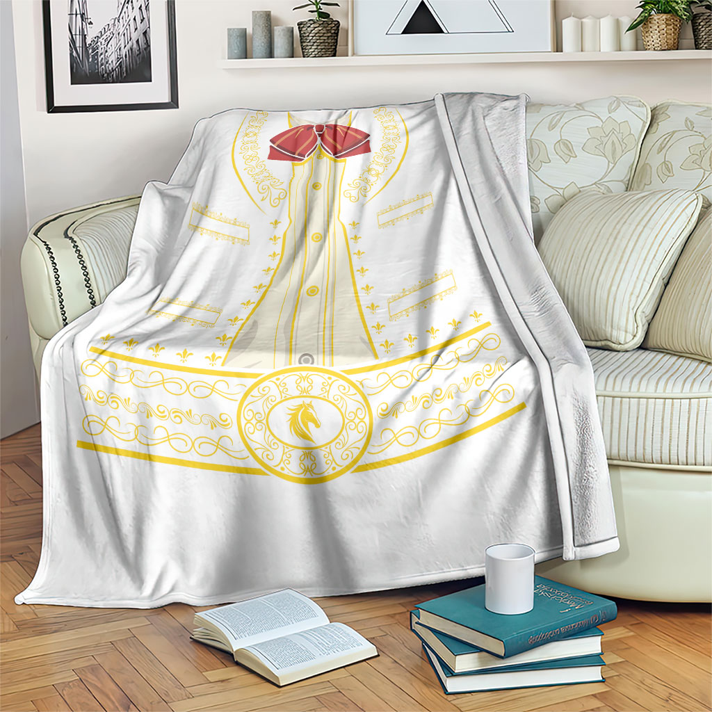Mexican Mariachi Charro Suit Blanket Dia de los Muertos Mexico Fiesta - White