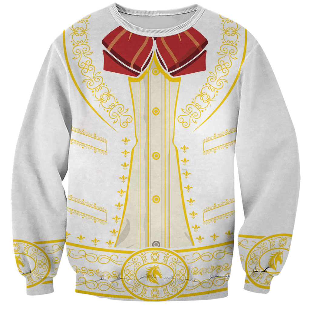 Mexican Mariachi Charro Suit Sweatshirt Dia de los Muertos Mexico Fiesta - White