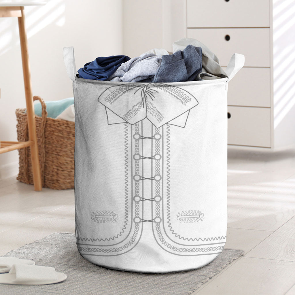 Mexican Mariachi Charro Suit Laundry Basket Viva Mexico Dia de los Muertos  - White