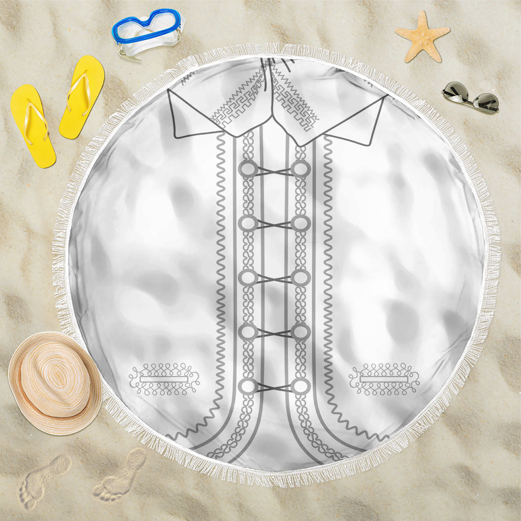 Mexican Mariachi Charro Suit Beach Blanket Viva Mexico Dia de los Muertos  - White