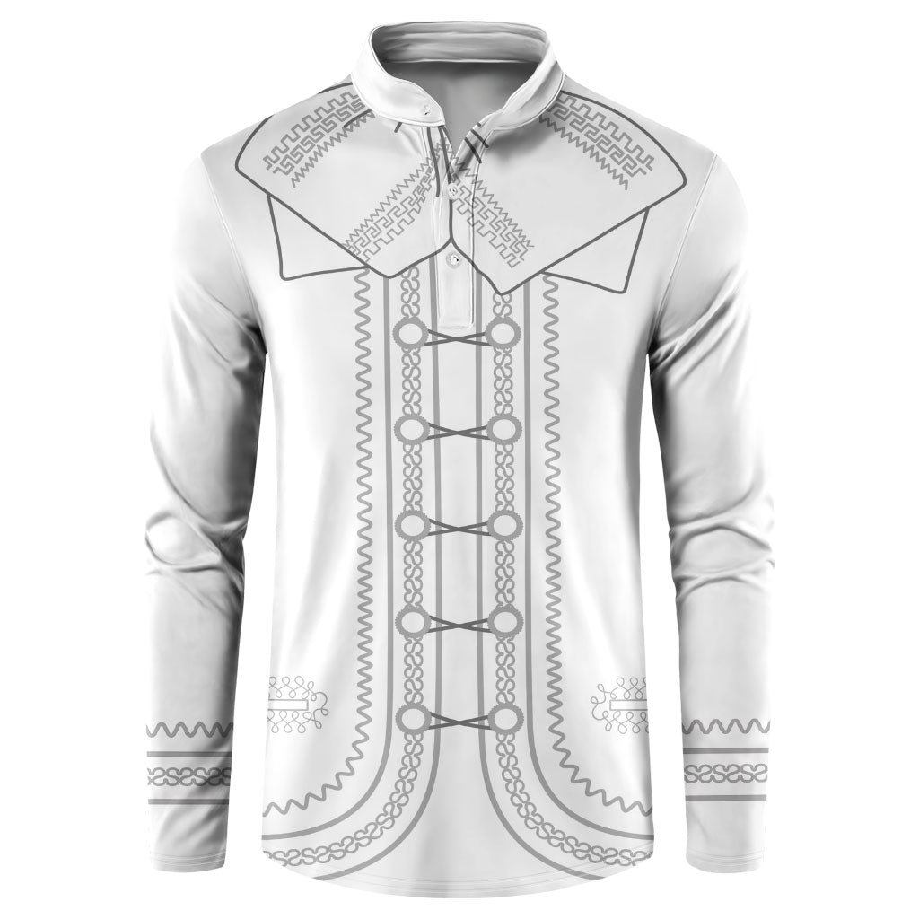 Mexican Mariachi Charro Suit Button Sweatshirt Viva Mexico Dia de los Muertos  - White