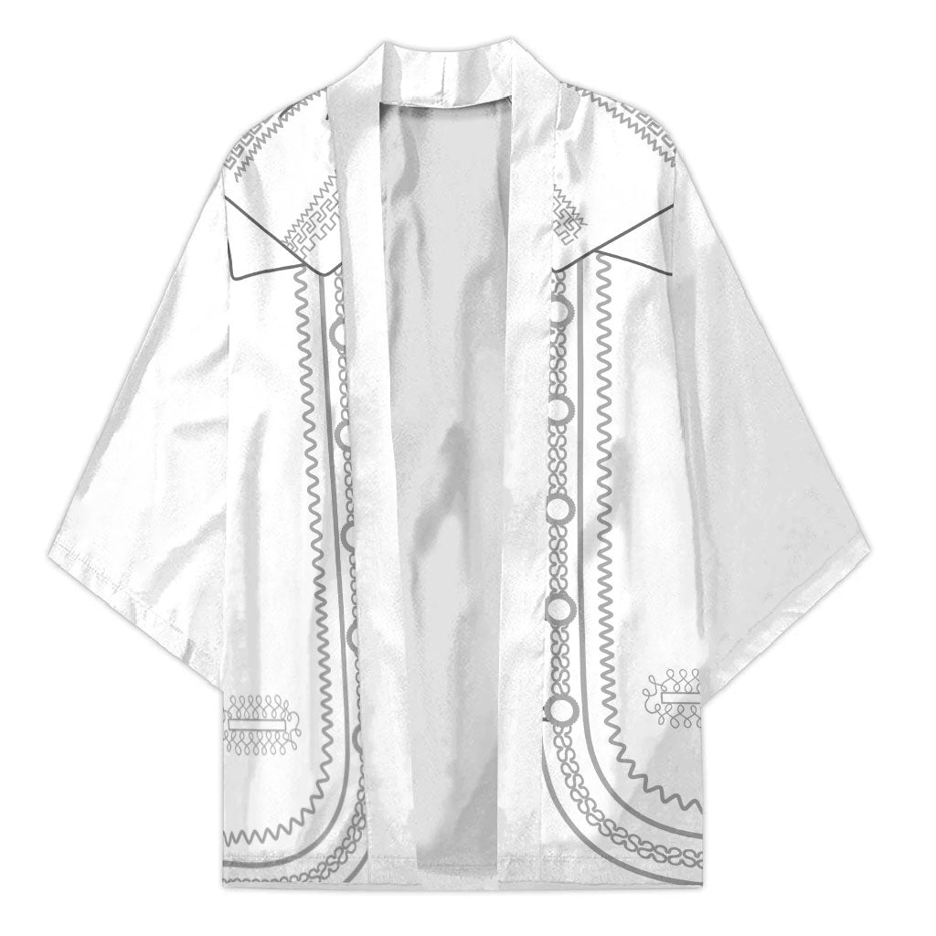 Mexican Mariachi Charro Suit Kimono Viva Mexico Dia de los Muertos  - White