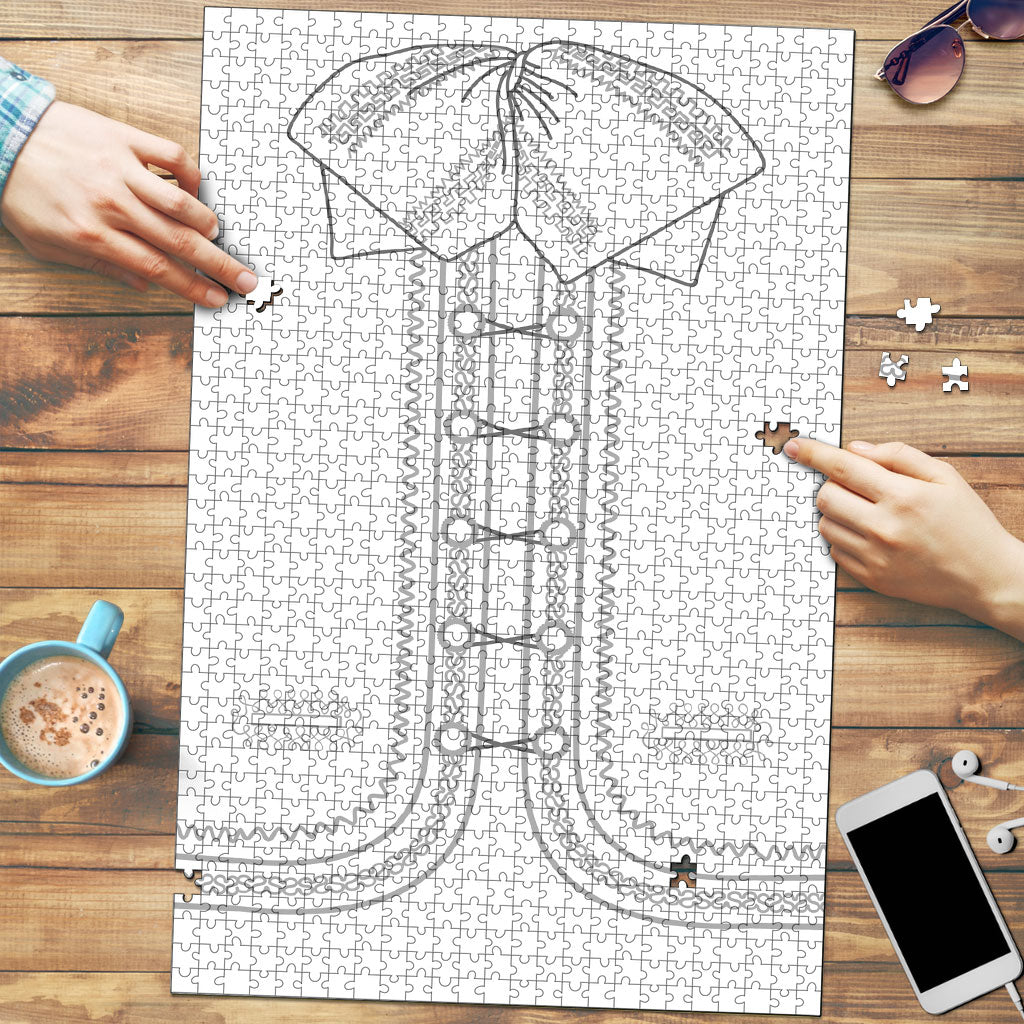 Mexican Mariachi Charro Suit Puzzle Viva Mexico Dia de los Muertos  - White