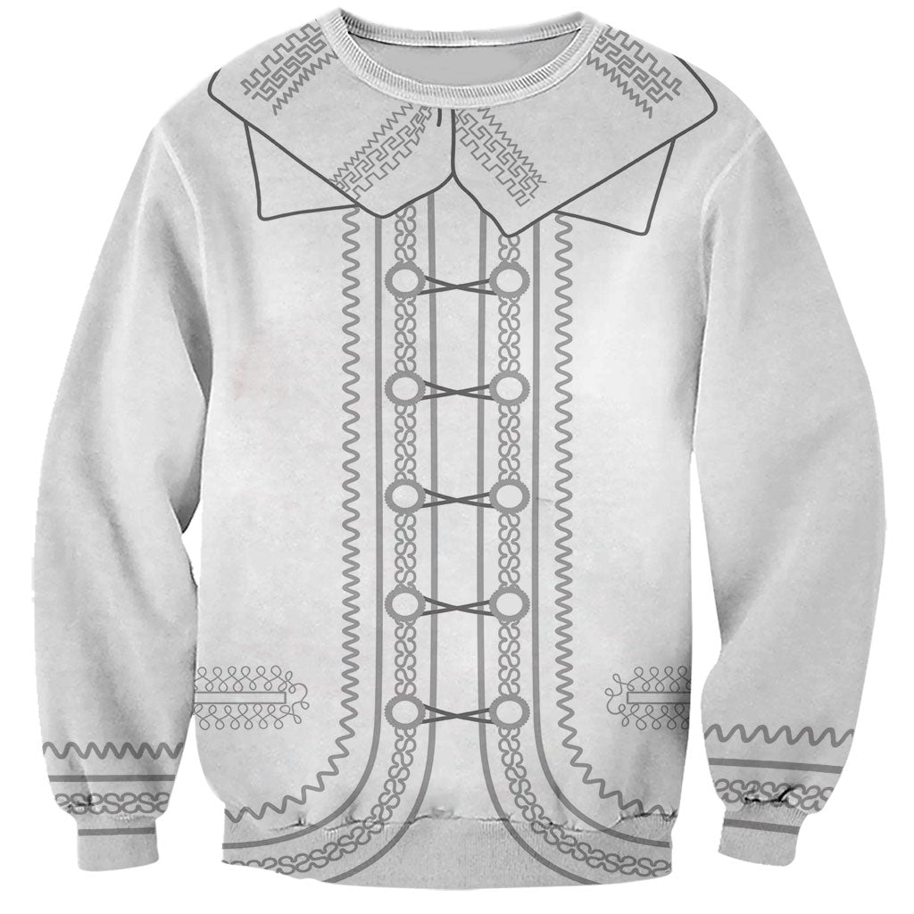 Mexican Mariachi Charro Suit Sweatshirt Viva Mexico Dia de los Muertos  - White