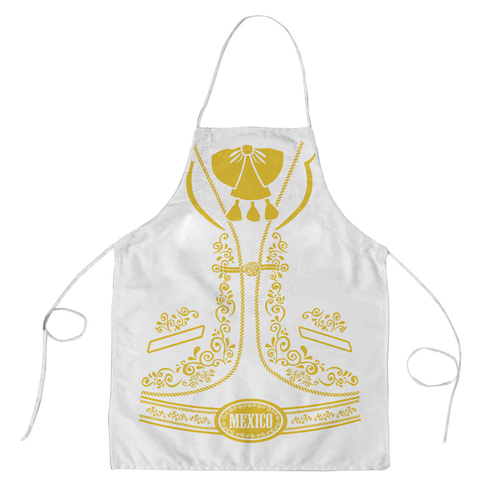 Mexican Mariachi Charro Suit Apron Dia de los Muertos Mexico Festival  - White