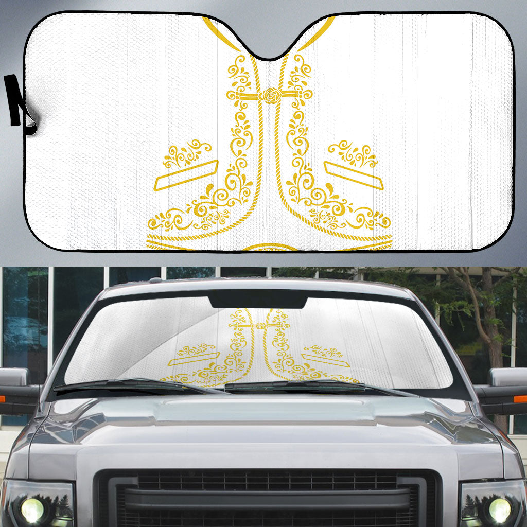 Mexican Mariachi Charro Suit Auto Sun Shade Dia de los Muertos Mexico Festival  - White