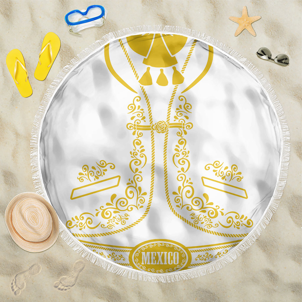 Mexican Mariachi Charro Suit Beach Blanket Dia de los Muertos Mexico Festival  - White