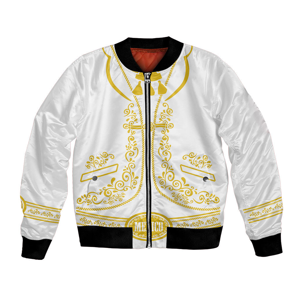 Mexican Mariachi Charro Suit Bomber Jacket Dia de los Muertos Mexico Festival  - White