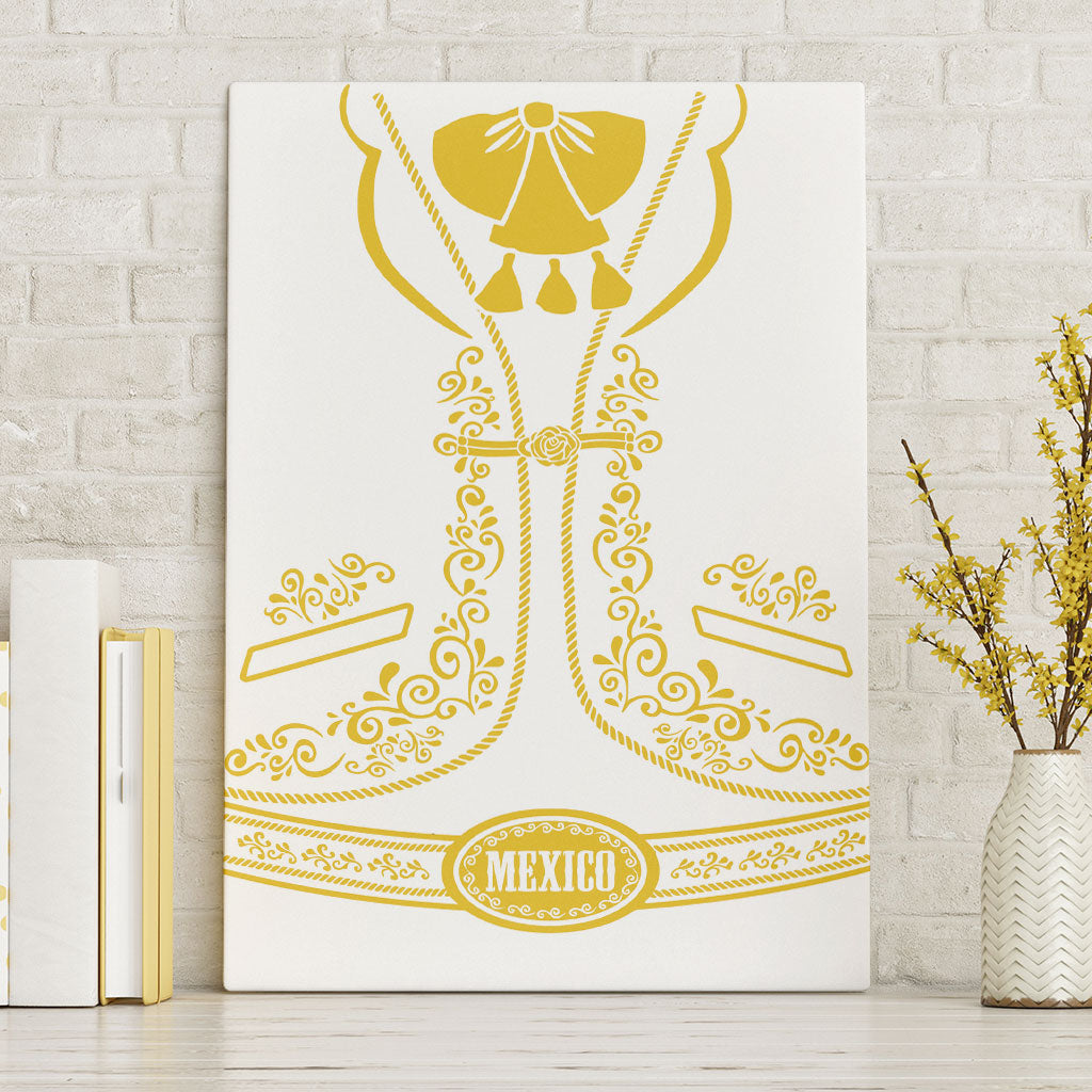 Mexican Mariachi Charro Suit Canvas Wall Art Dia de los Muertos Mexico Festival  - White