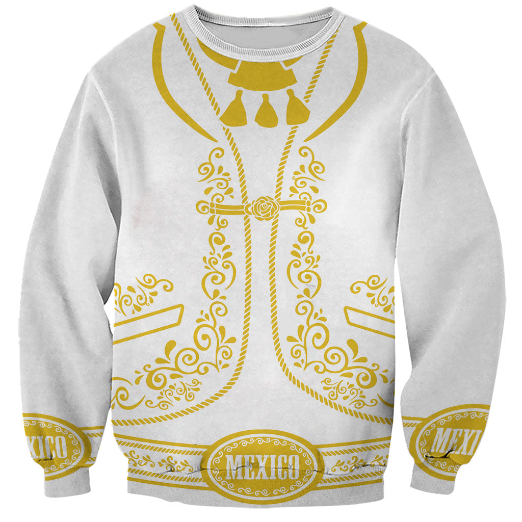 Mexican Mariachi Charro Suit Sweatshirt Dia de los Muertos Mexico Festival  - White