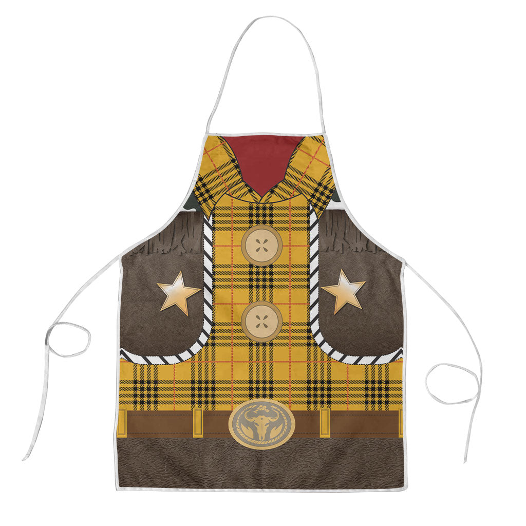 Western Cowboy Tartan Costume Apron Cow Print Plaid Rodeo