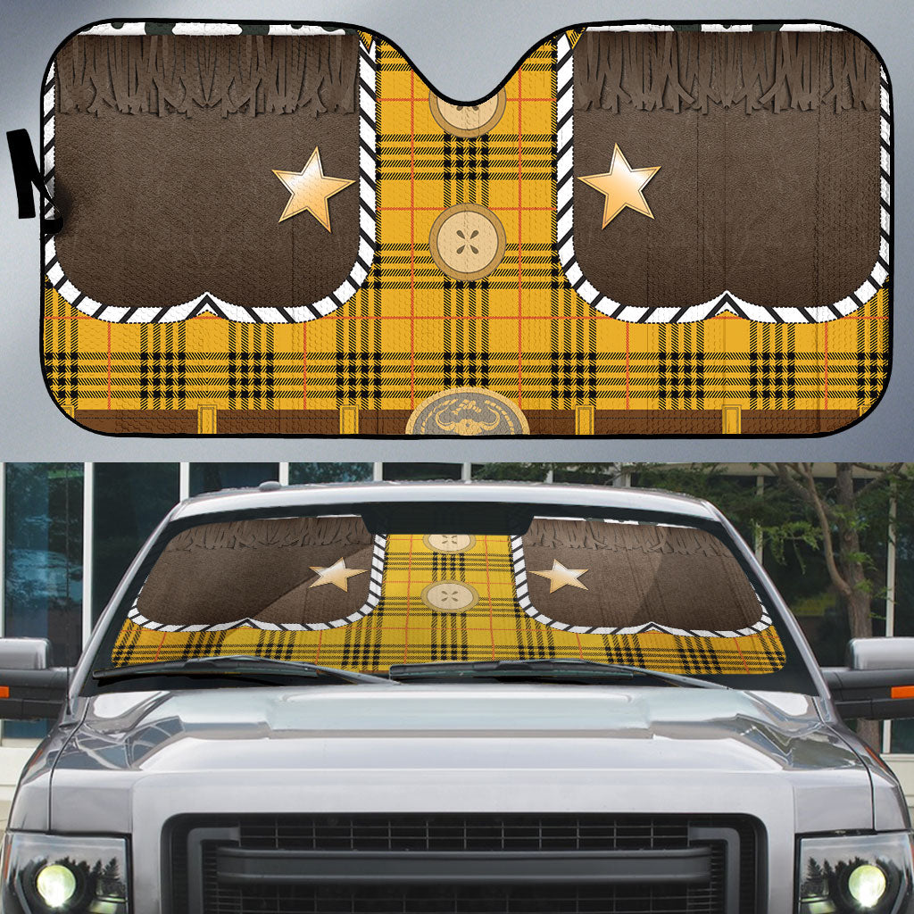 Western Cowboy Tartan Costume Auto Sun Shade Cow Print Plaid Rodeo