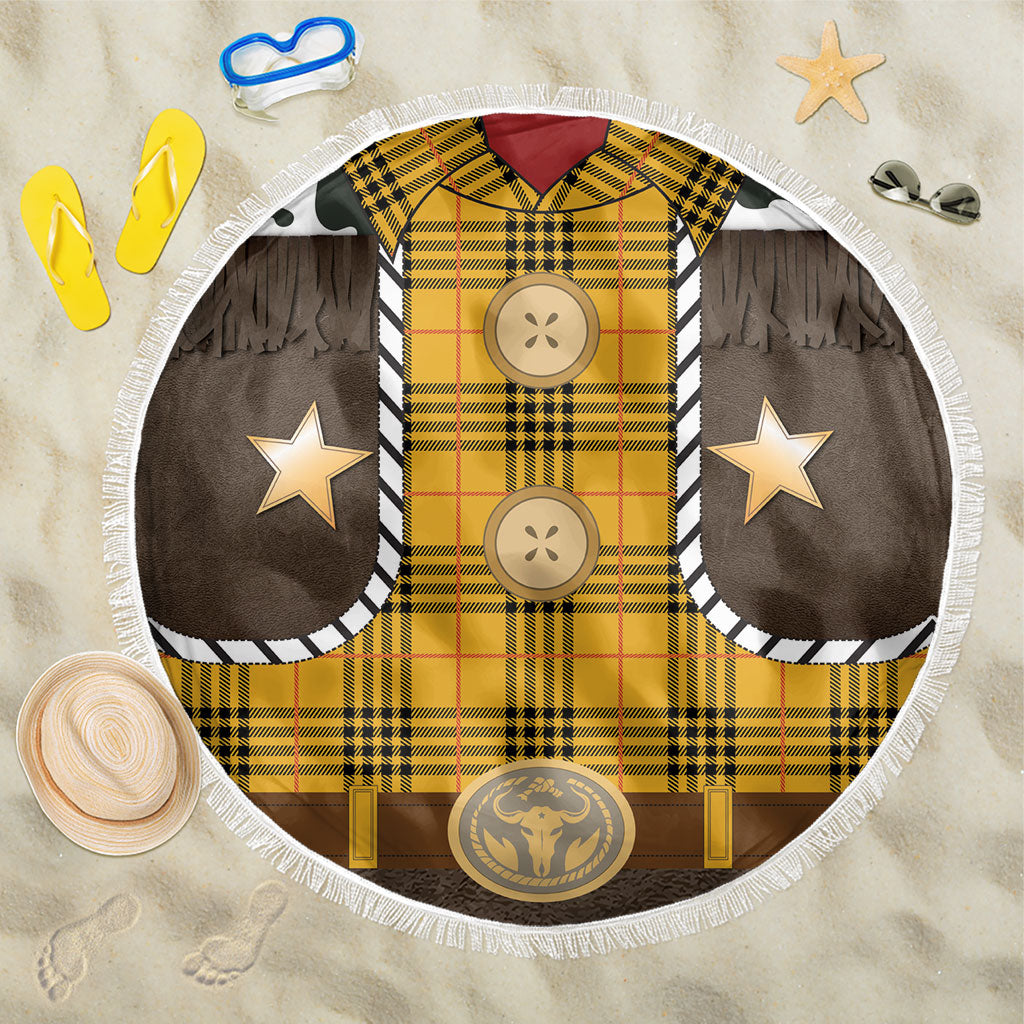 Western Cowboy Tartan Costume Beach Blanket Cow Print Plaid Rodeo