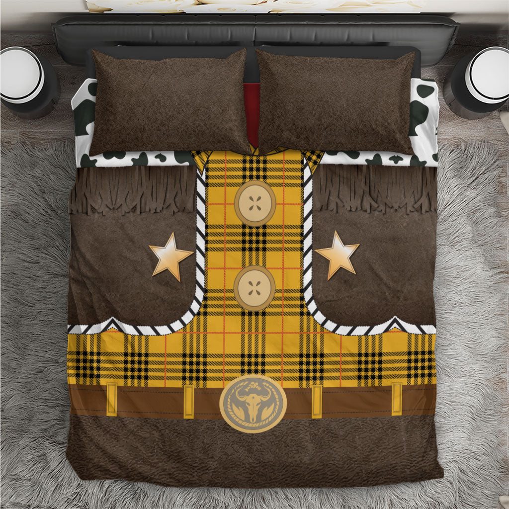 Western Cowboy Tartan Costume Bedding Set Cow Print Plaid Rodeo
