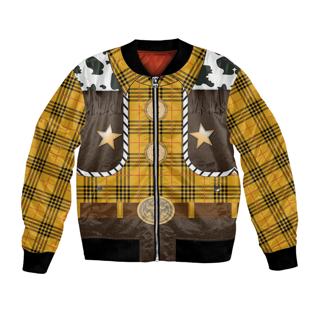 Western Cowboy Tartan Costume Bomber Jacket Cow Print Plaid Rodeo