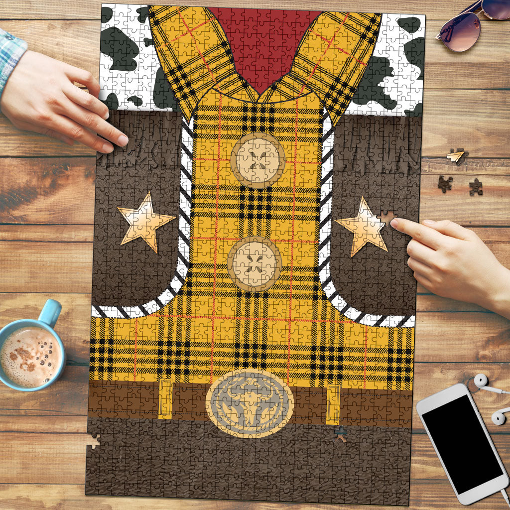 Western Cowboy Tartan Costume Puzzle Cow Print Plaid Rodeo