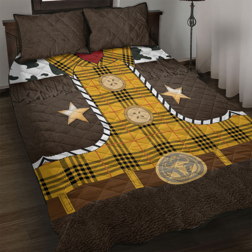 Western Cowboy Tartan Costume Quilt Bed Set Cow Print Plaid Rodeo