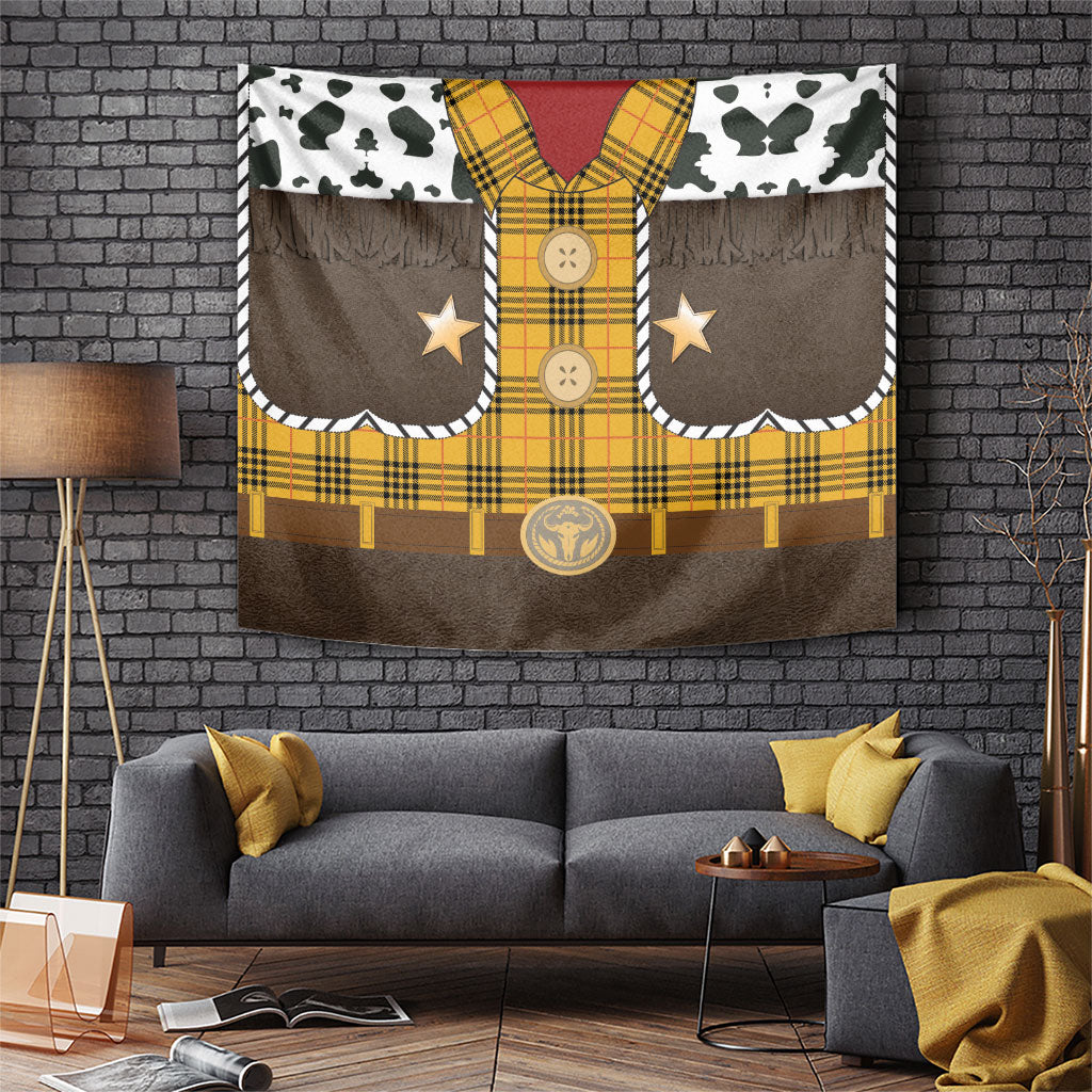 Western Cowboy Tartan Costume Tapestry Cow Print Plaid Rodeo