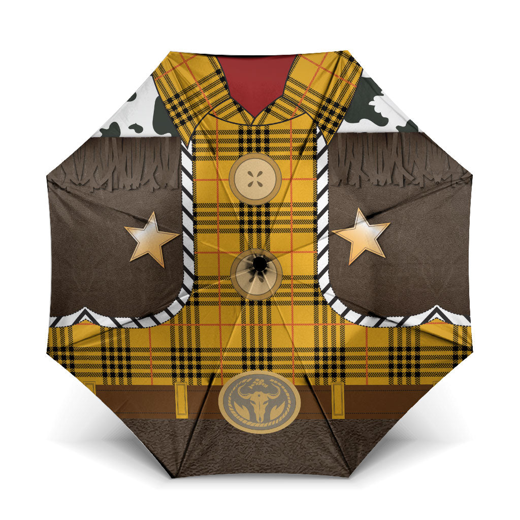 Western Cowboy Tartan Costume Umbrella Cow Print Plaid Rodeo