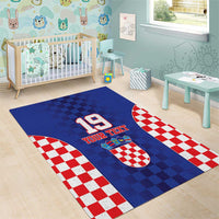 Custom Croatia National Heritage Area Rug Blue Checkered Croatian Pride - Wonder Print Shop