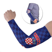 Custom Croatia National Heritage Arm Sleeves Blue Checkered Croatian Pride - Wonder Print Shop