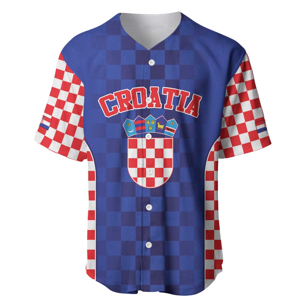 Custom Croatia National Heritage Baseball Jersey Blue Checkered Croatian Pride - Wonder Print Shop