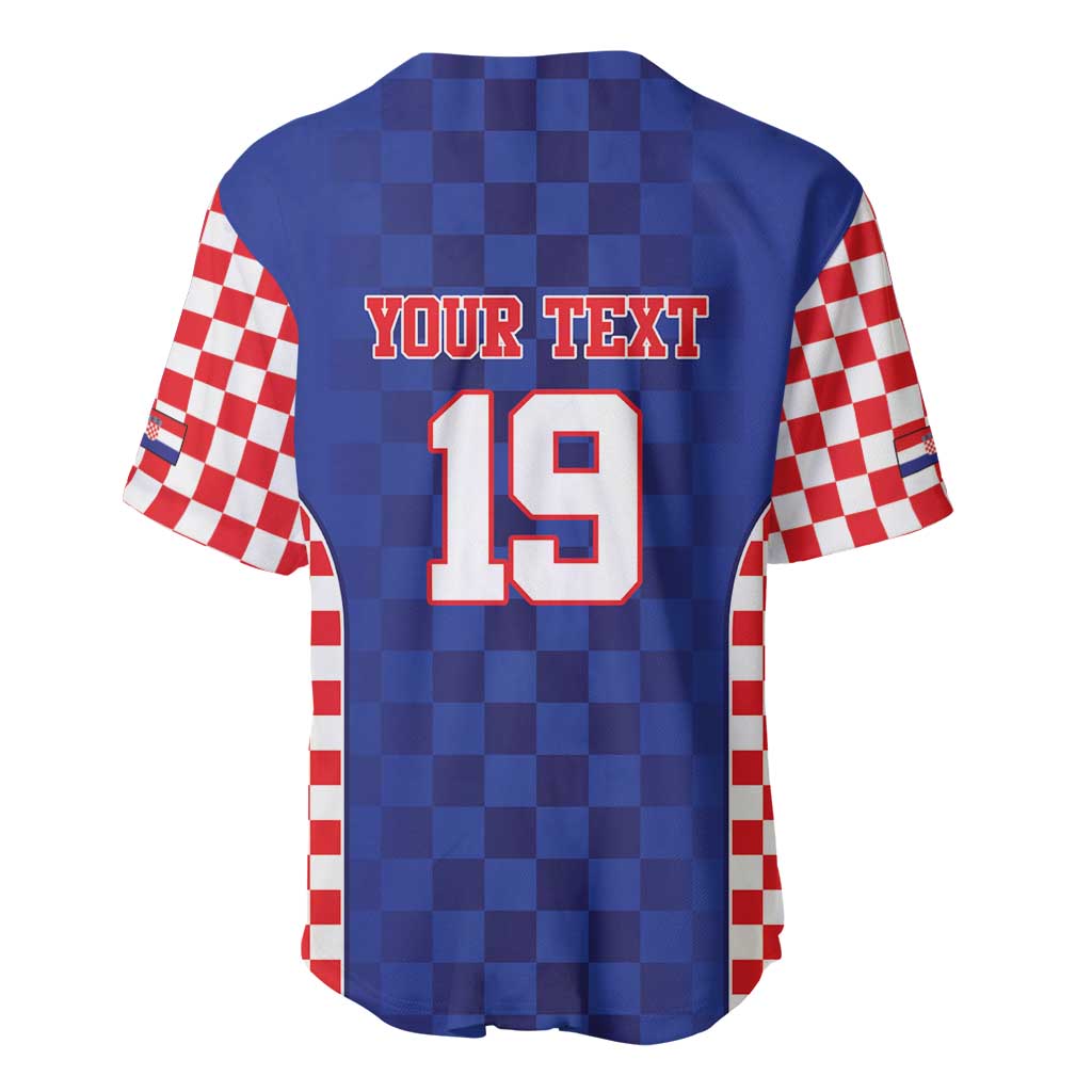 Custom Croatia National Heritage Baseball Jersey Blue Checkered Croatian Pride - Wonder Print Shop
