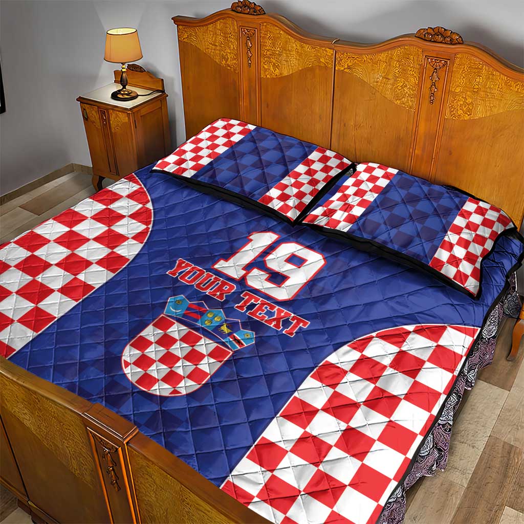 Custom Croatia National Heritage Quilt Bed Set Blue Checkered Croatian Pride - Wonder Print Shop