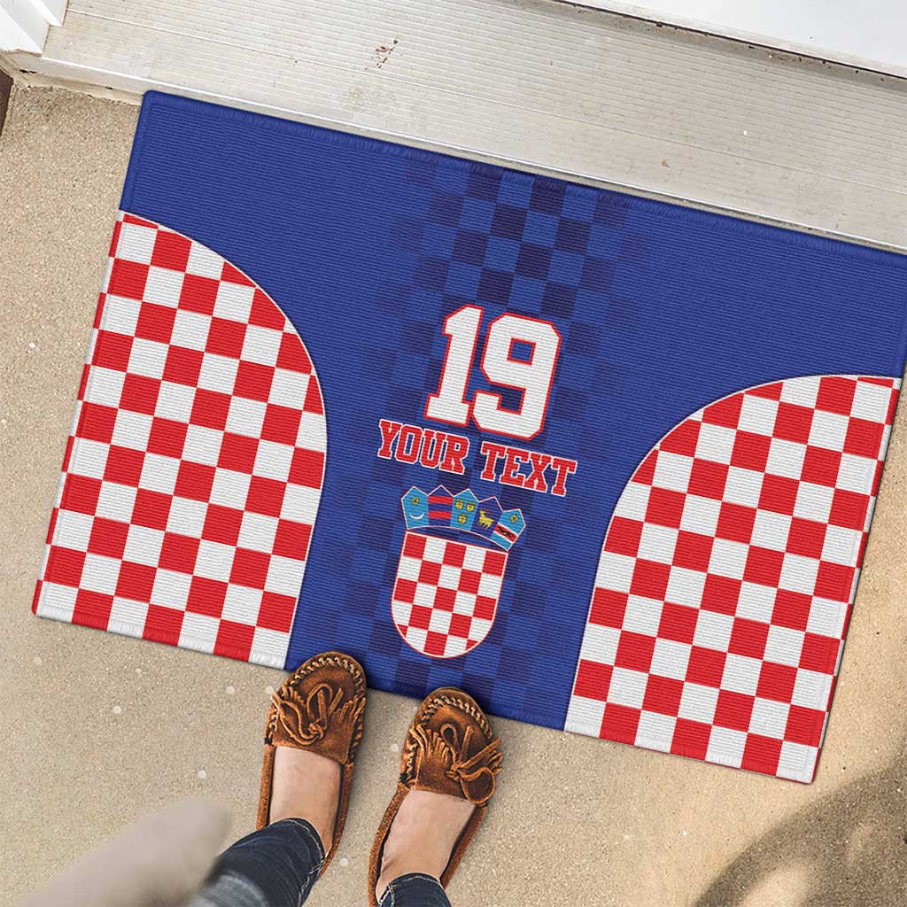 Custom Croatia National Heritage Rubber Doormat Blue Checkered Croatian Pride - Wonder Print Shop