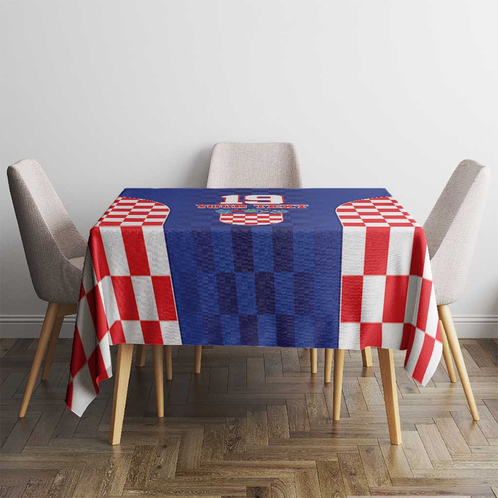 Custom Croatia National Heritage Tablecloth Blue Checkered Croatian Pride - Wonder Print Shop