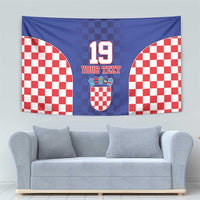 Custom Croatia National Heritage Tapestry Blue Checkered Croatian Pride - Wonder Print Shop
